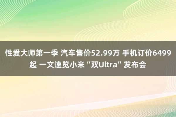 性爱大师第一季 汽车售价52.99万 手机订价6499起 一文速览小米“双Ultra”发布会
