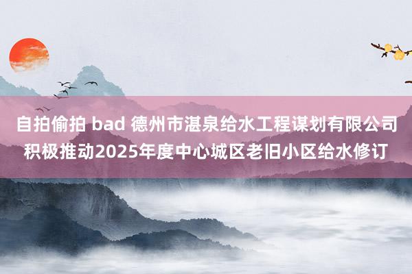 自拍偷拍 bad 德州市湛泉给水工程谋划有限公司积极推动2025年度中心城区老旧小区给水修订