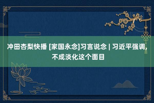 冲田杏梨快播 [家国永念]习言说念 | 习近平强调， 不成淡化这个面目